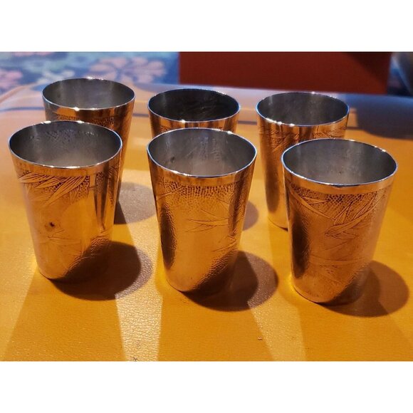 Antique Signed Chinese Sterling Silver JADEGREEN Cup 2.5" Bamboo Design - Picture 5 of 6